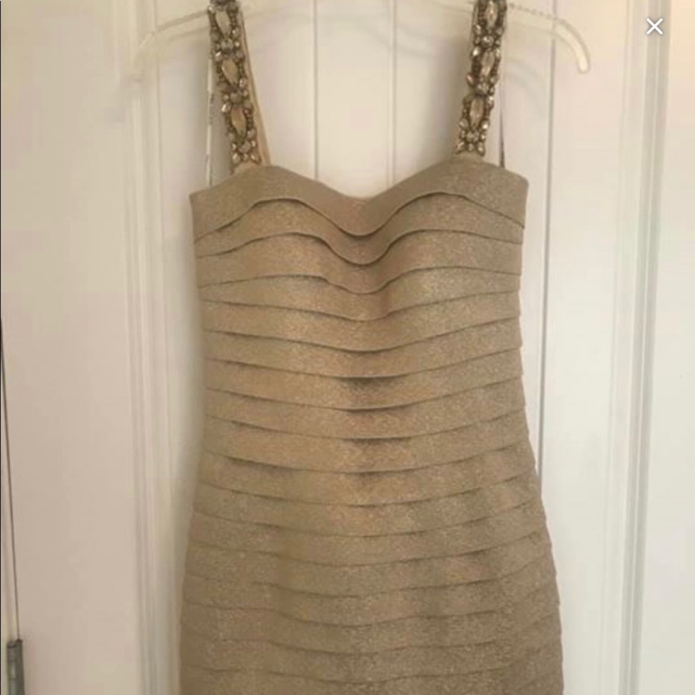 Sherri Hill Gold bandage dress, size 8